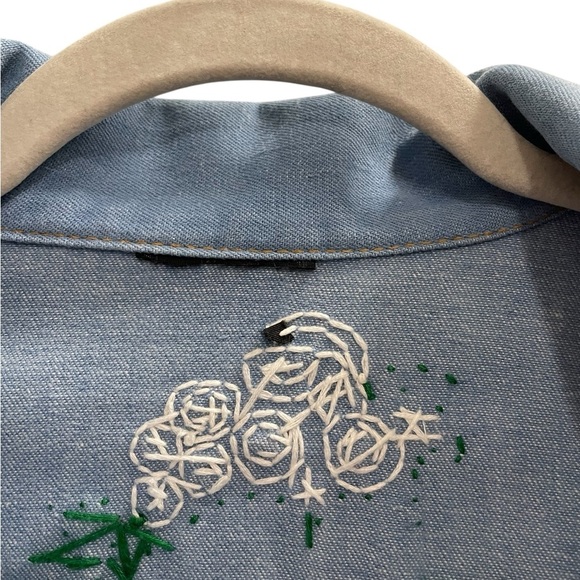 Vintage Hand Embroidered Denim Shirt Jacket Size Large Estimated - Picture 6 of 12